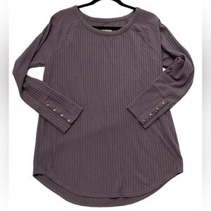 CHASER Womens Purple Waffle Knit Long Sleeve Button Cuff Tunic Top Plus Size XXL